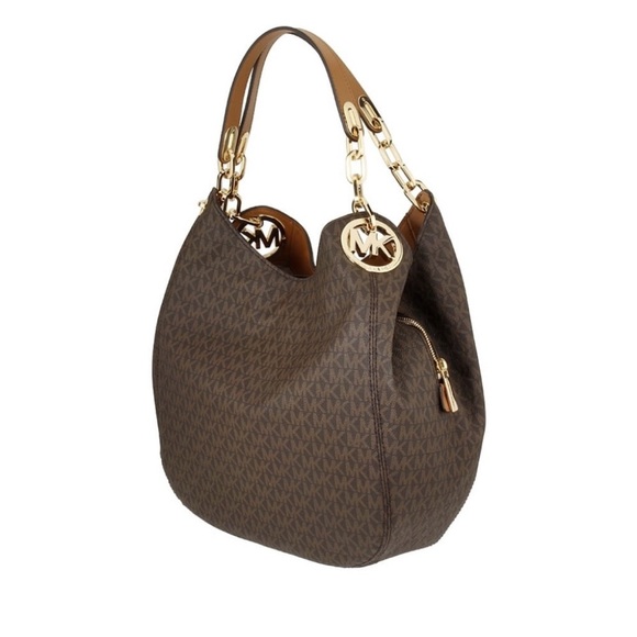 Michael Kors brown Fulton Large Logo Shoulder Bag - Picture 1 of 13
